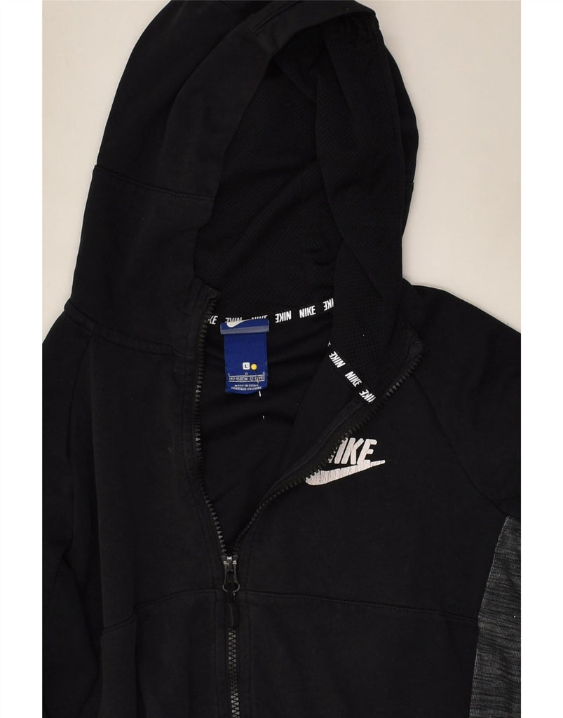 NIKE Boys Zip Hoodie Sweater 12-13 Years Large Black Polyester | Vintage Nike | Thrift | Second-Hand Nike | Used Clothing | Messina Hembry 