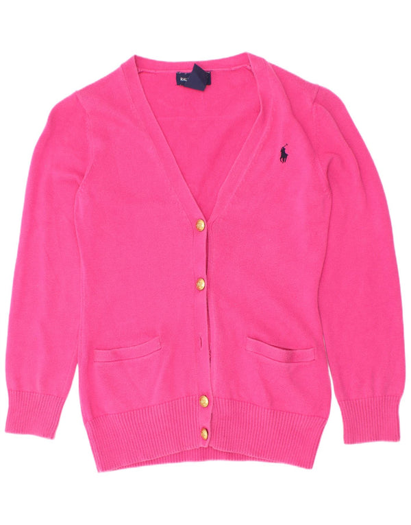 Ralph Lauren Girls Cardigan Sweater 6-7 Years Small Pink