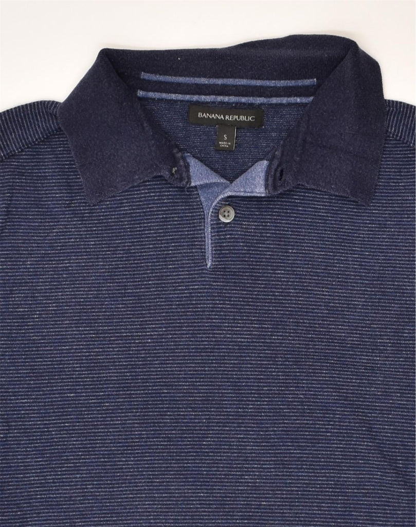 BANANA REPUBLIC Mens Polo Shirt Small Navy Blue Pinstripe Cotton | Vintage Banana Republic | Thrift | Second-Hand Banana Republic | Used Clothing | Messina Hembry 