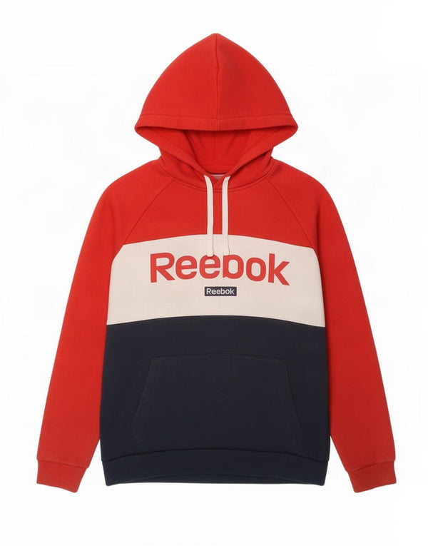 Reebok Mens Graphic Hoodie Jumper Large Red Colourblock