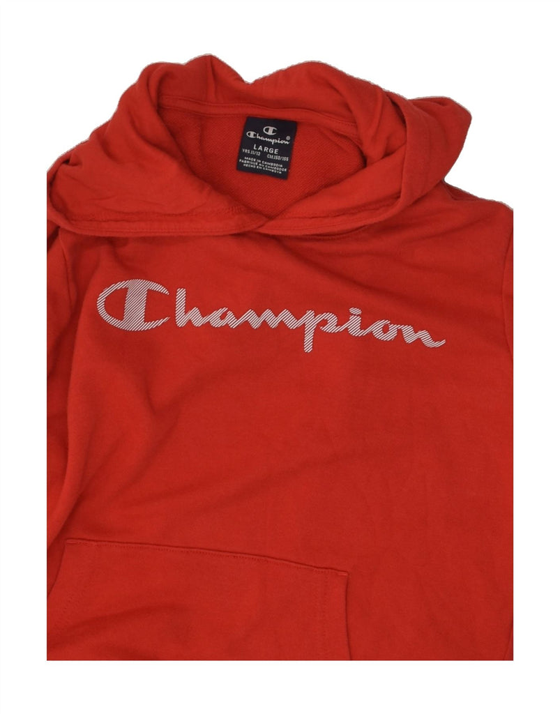 CHAMPION Boys Graphic Hoodie Jumper 11-12 Years Large  Red Cotton | Vintage Champion | Thrift | Second-Hand Champion | Used Clothing | Messina Hembry 