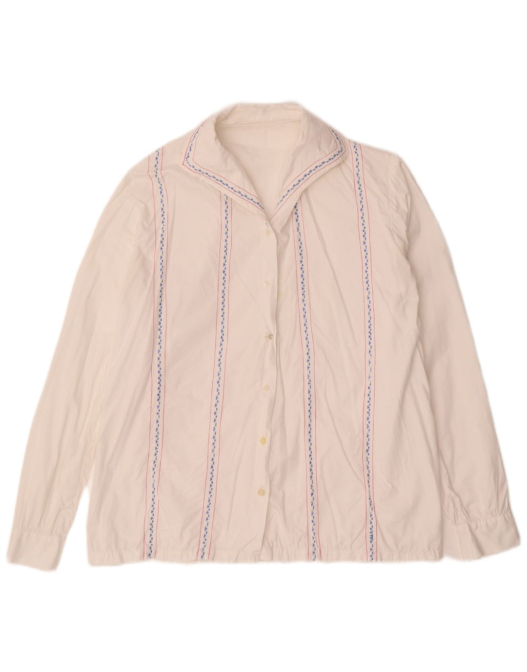 VINTAGE Womens Shirt Blouse UK 16 Large White Striped