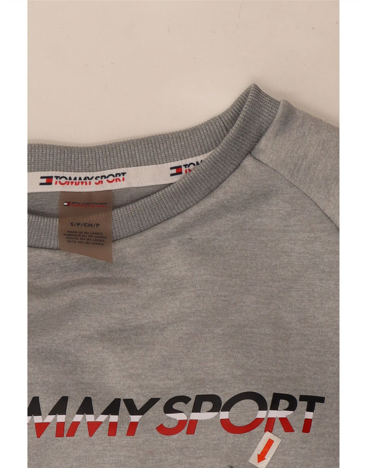 TOMMY HILFIGER Mens Graphic Sweatshirt Jumper Small Grey Colourblock