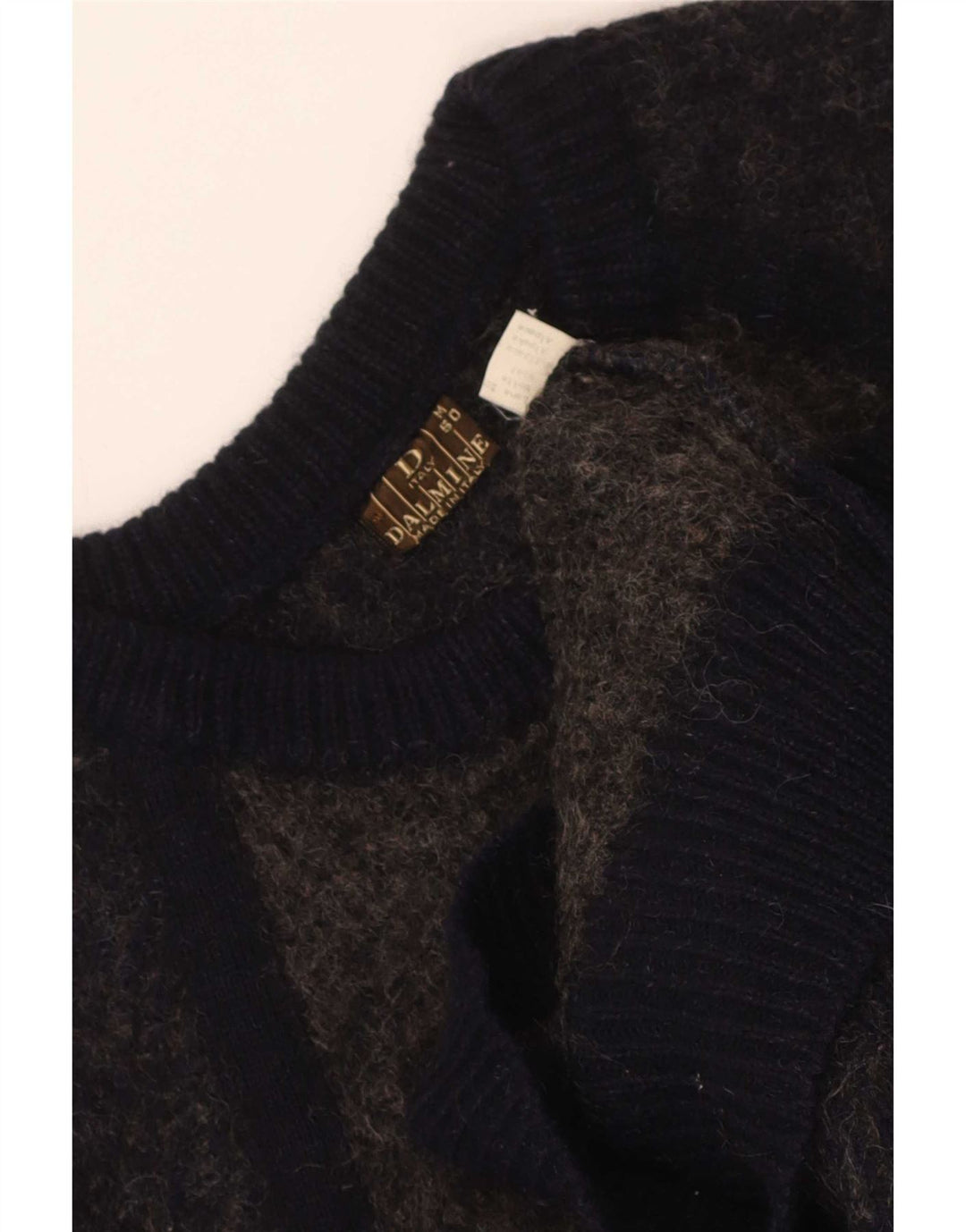 DALMINE Mens Crew Neck Jumper Sweater IT 50 Medium Grey Colourblock Wool
