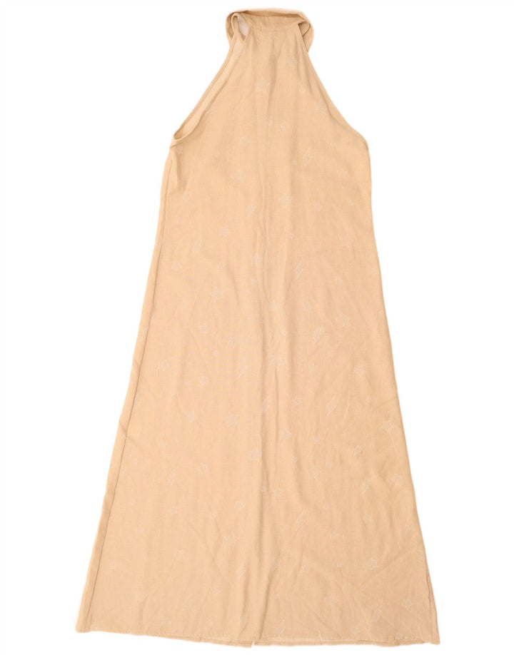 KIKISIX Womens Abstract Pattern Sleeveless Maxi Dress UK 14 Medium Beige