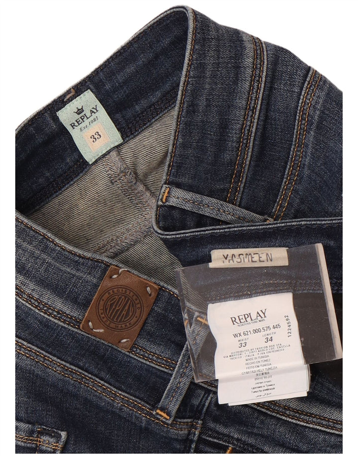 Replay Womens Slim Jeans W33 L34 Blue Cotton