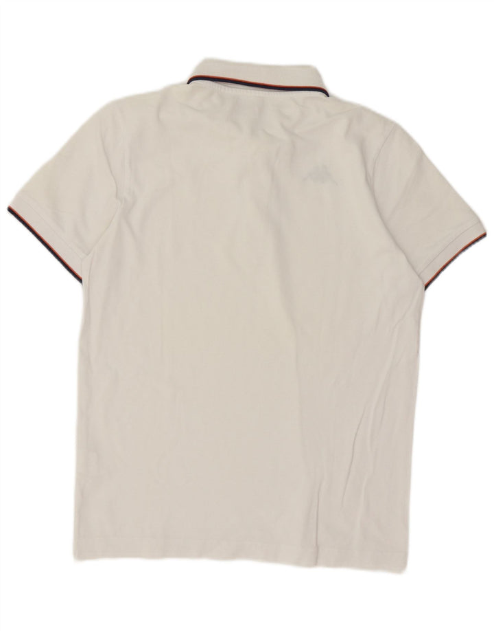 Kappa Mens Polo Shirt Small White Striped Cotton
