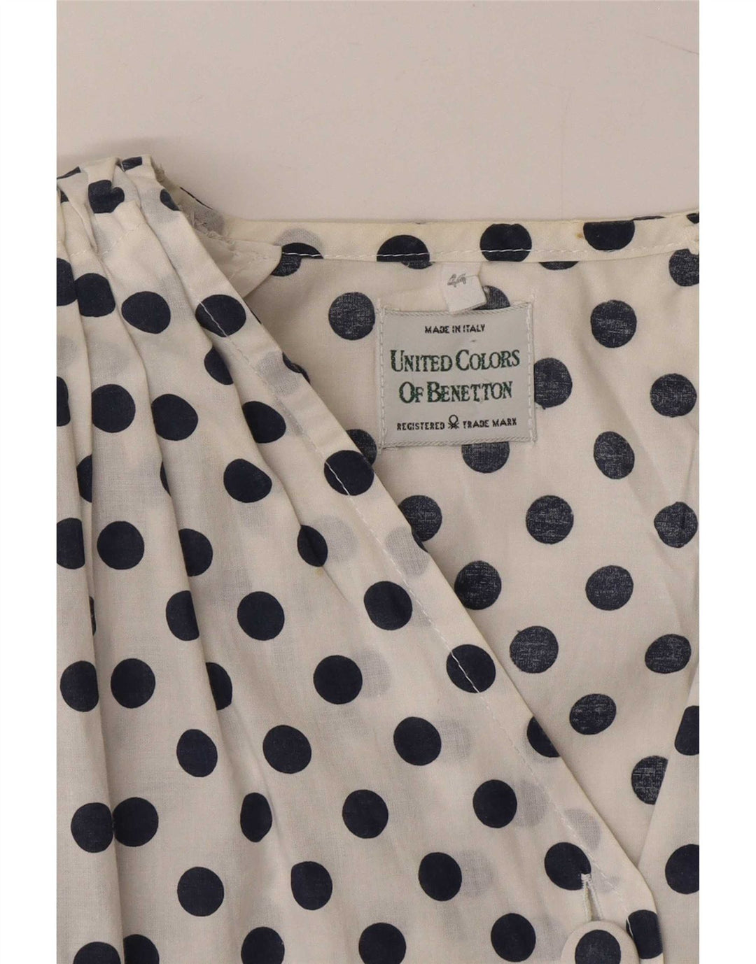 Benetton Womens See Through Shirt Blouse IT 44 Medium White Polka Dot