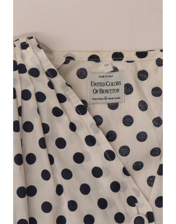 Benetton Womens See Through Shirt Blouse IT 44 Medium White Polka Dot