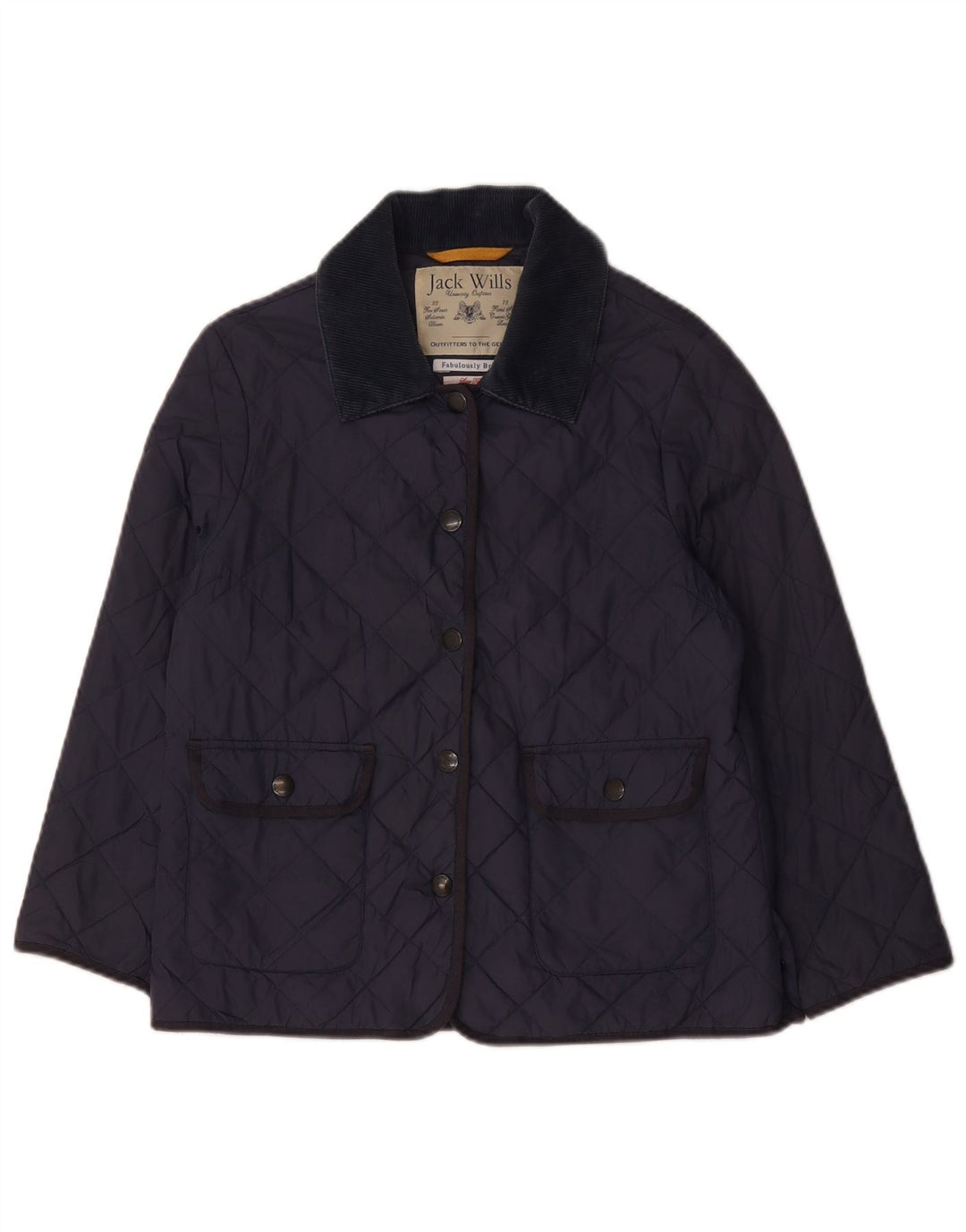 Jack Wills Womens Quilted Jacket UK 12 Medium Navy Blue Nylon