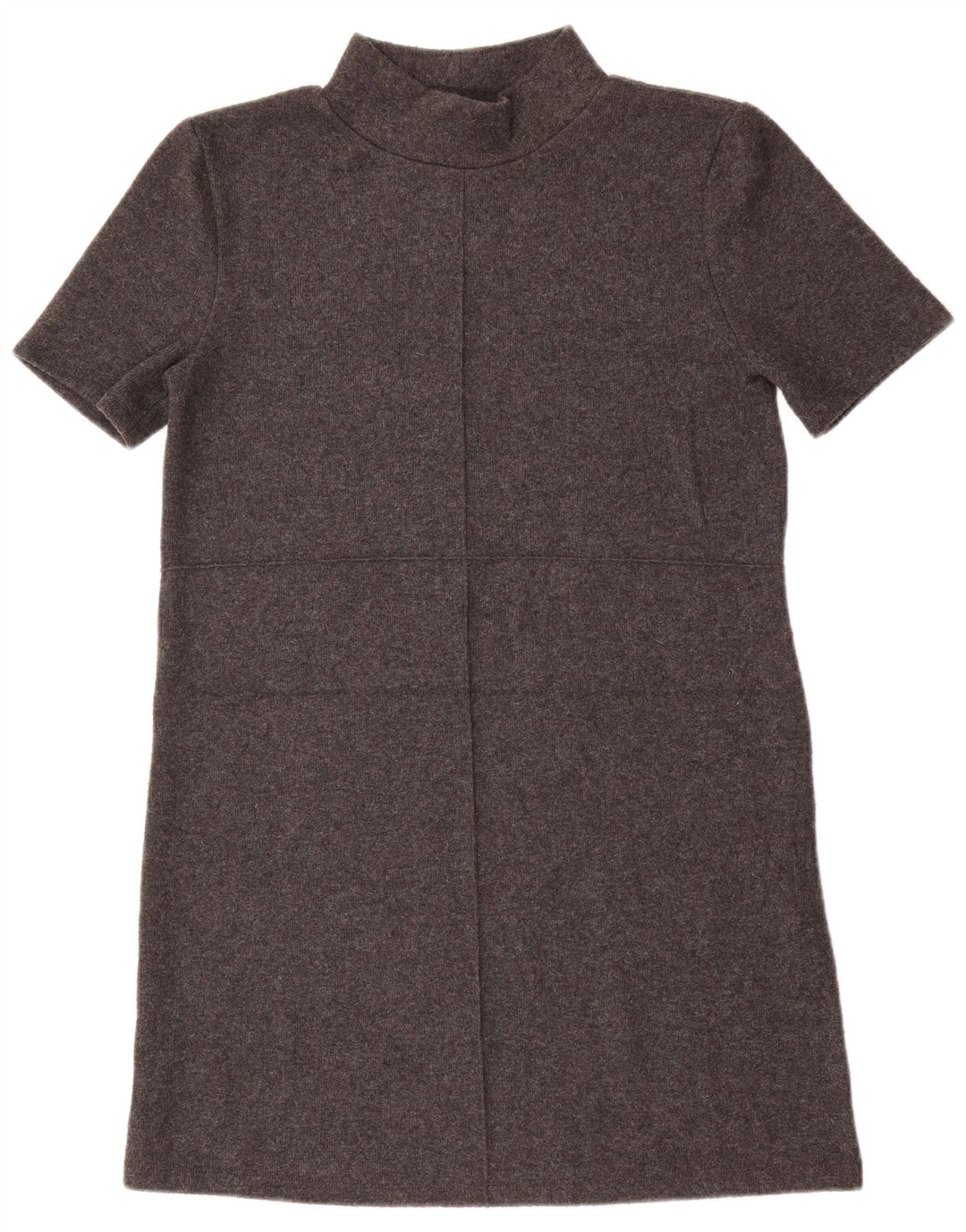 Zara Womens Short Sleeves Jumper Dress UK 12 Medium Grey Polyester