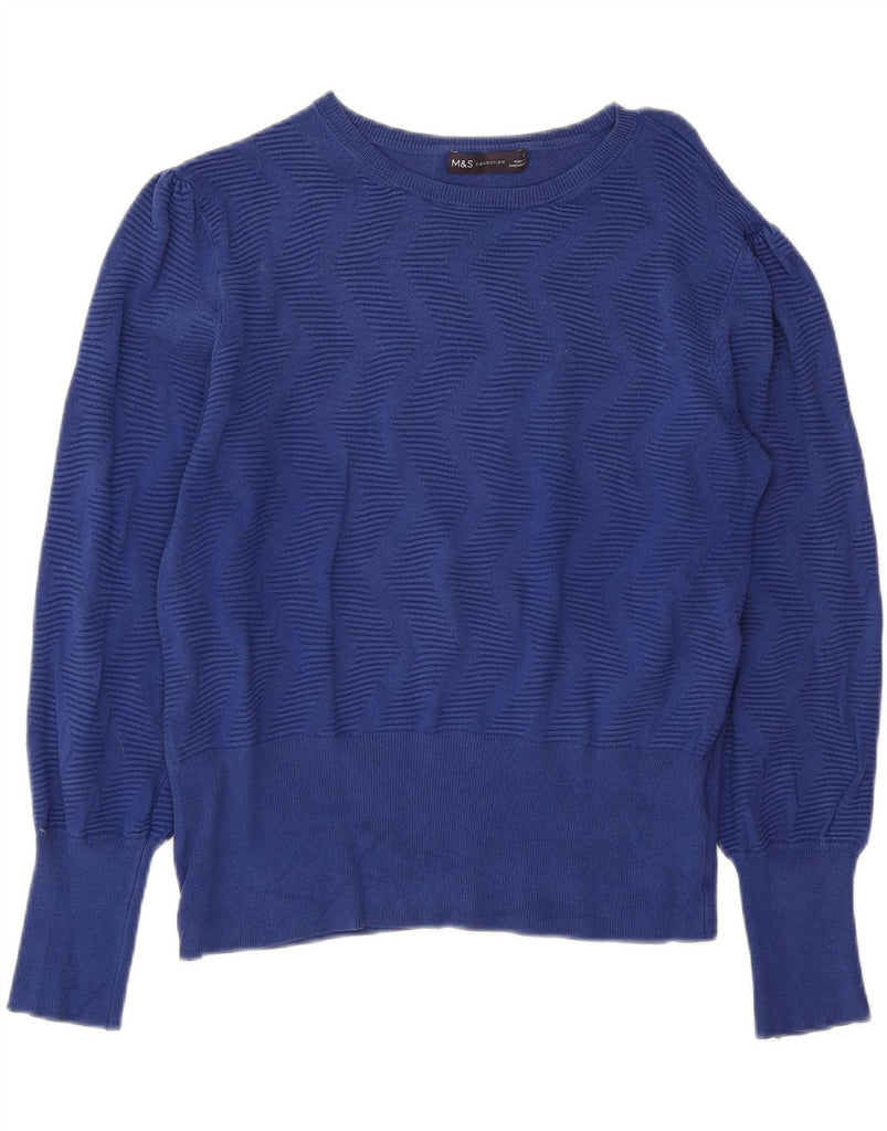 MARKS & SPENCER Womens Crew Neck Jumper Sweater UK 16 Large Blue Viscose Vintage Marks & Spencer and Second-Hand Marks & Spencer from Messina Hembry 