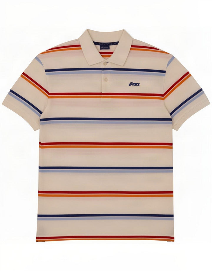 Asics Mens Polo Shirt XL White Striped