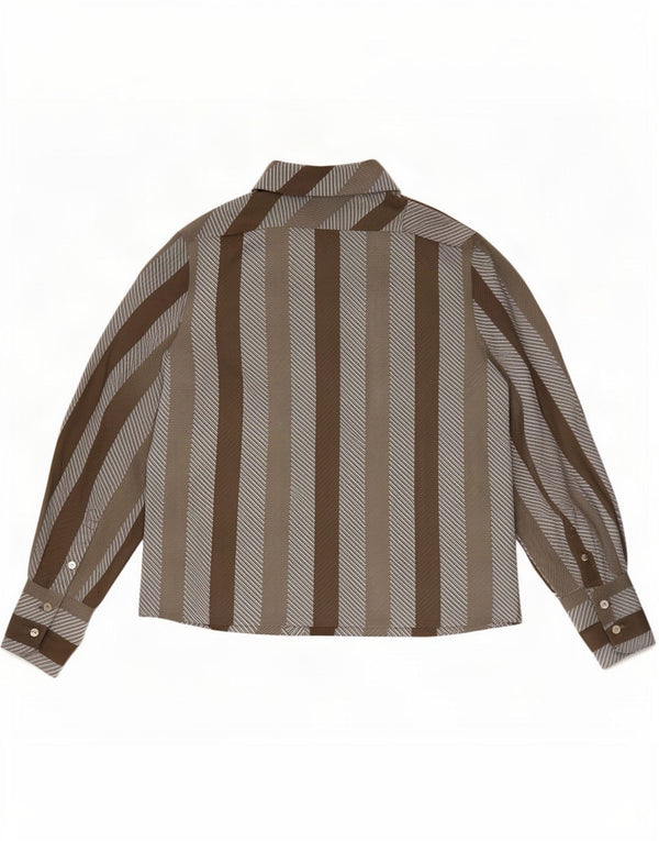 Tru Womens Pullover Shirt EU 46 XL Brown Striped Polyester