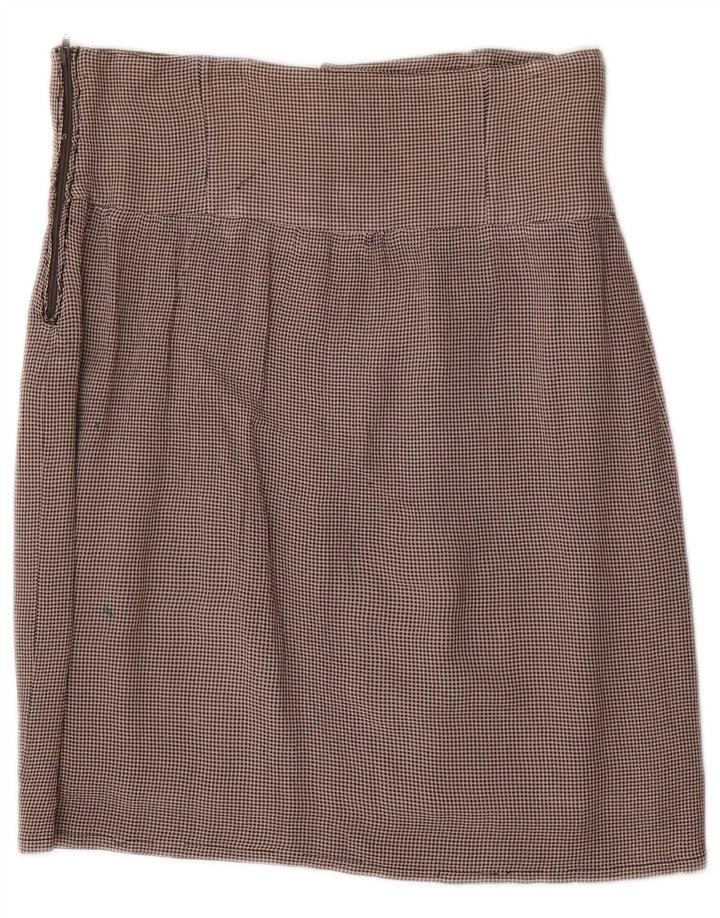 Blumarine Womens High Waist Mini Skirt IT 42 Medium W26 Beige Houndstooth