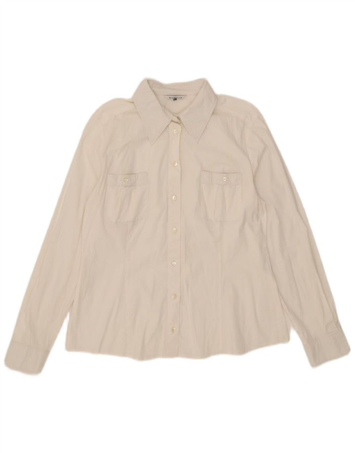 Marella Womens Shirt UK 16 Large  White Cotton
