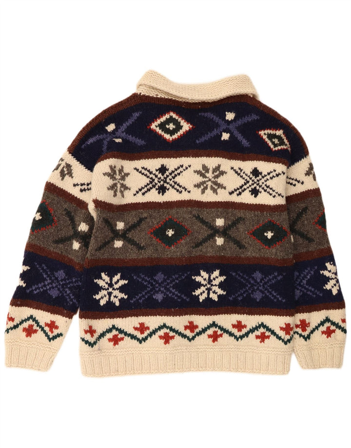 Ishka Mens Polo Neck Jumper Sweater One Size Multicoloured Fair Isle Wool