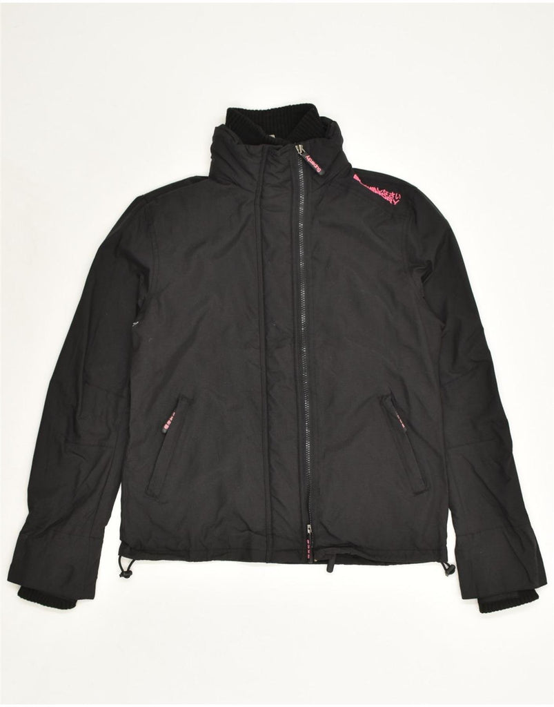 SUPERDRY Womens Windbreaker Jacket UK 16 Large Black Polyamide | Vintage Superdry | Thrift | Second-Hand Superdry | Used Clothing | Messina Hembry 