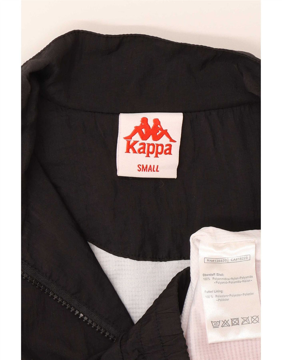 Kappa Mens Graphic Tracksuit Top Jacket Small Black Colourblock Polyamide