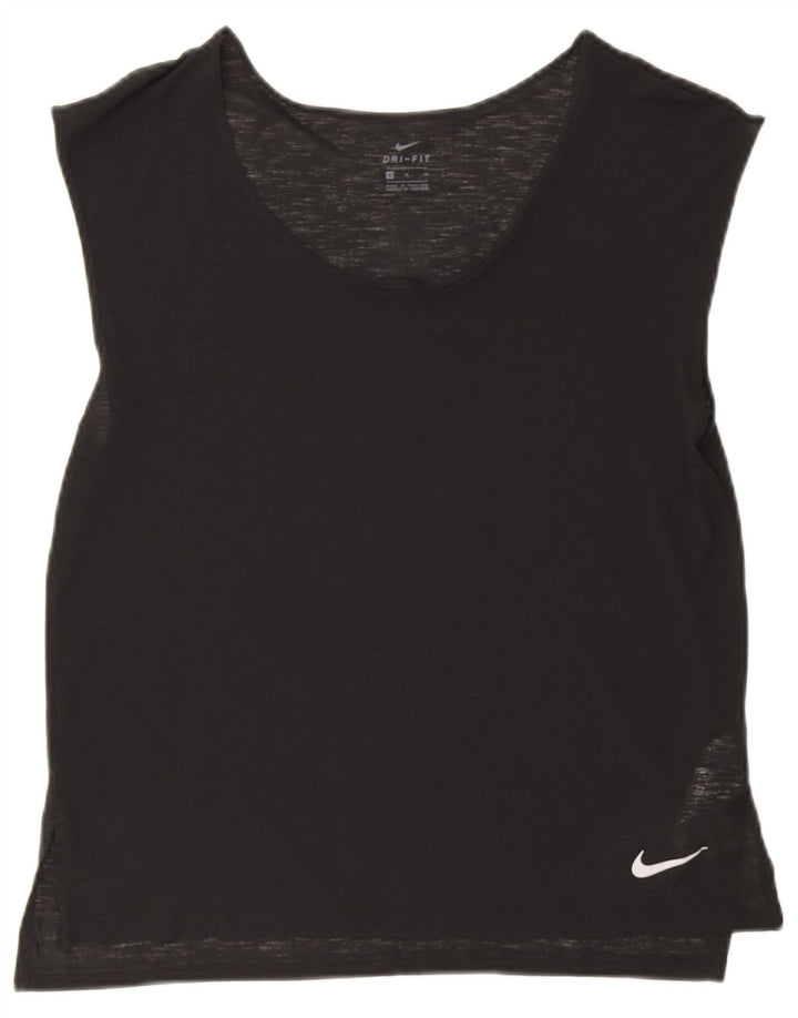 Nike Womens Dri Fit Vest Top UK 14 Medium Black Polyester