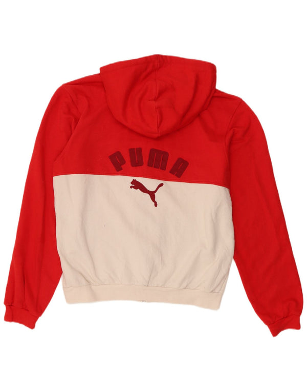 Puma Mens Graphic Zip Hoodie Sweater Medium Red Colourblock Cotton