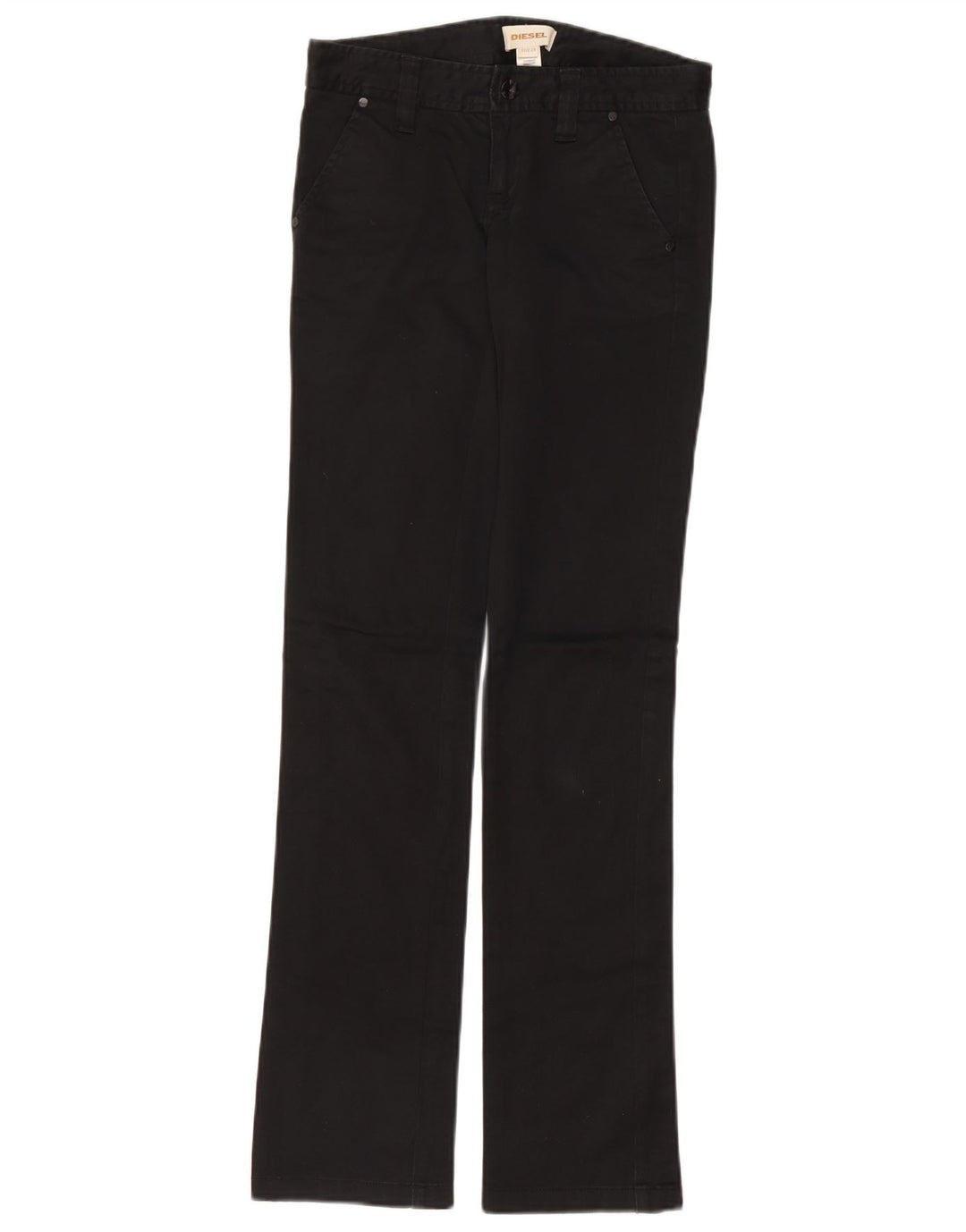Diesel Womens Straight Chino Trousers W25 L32 Navy Blue Cotton