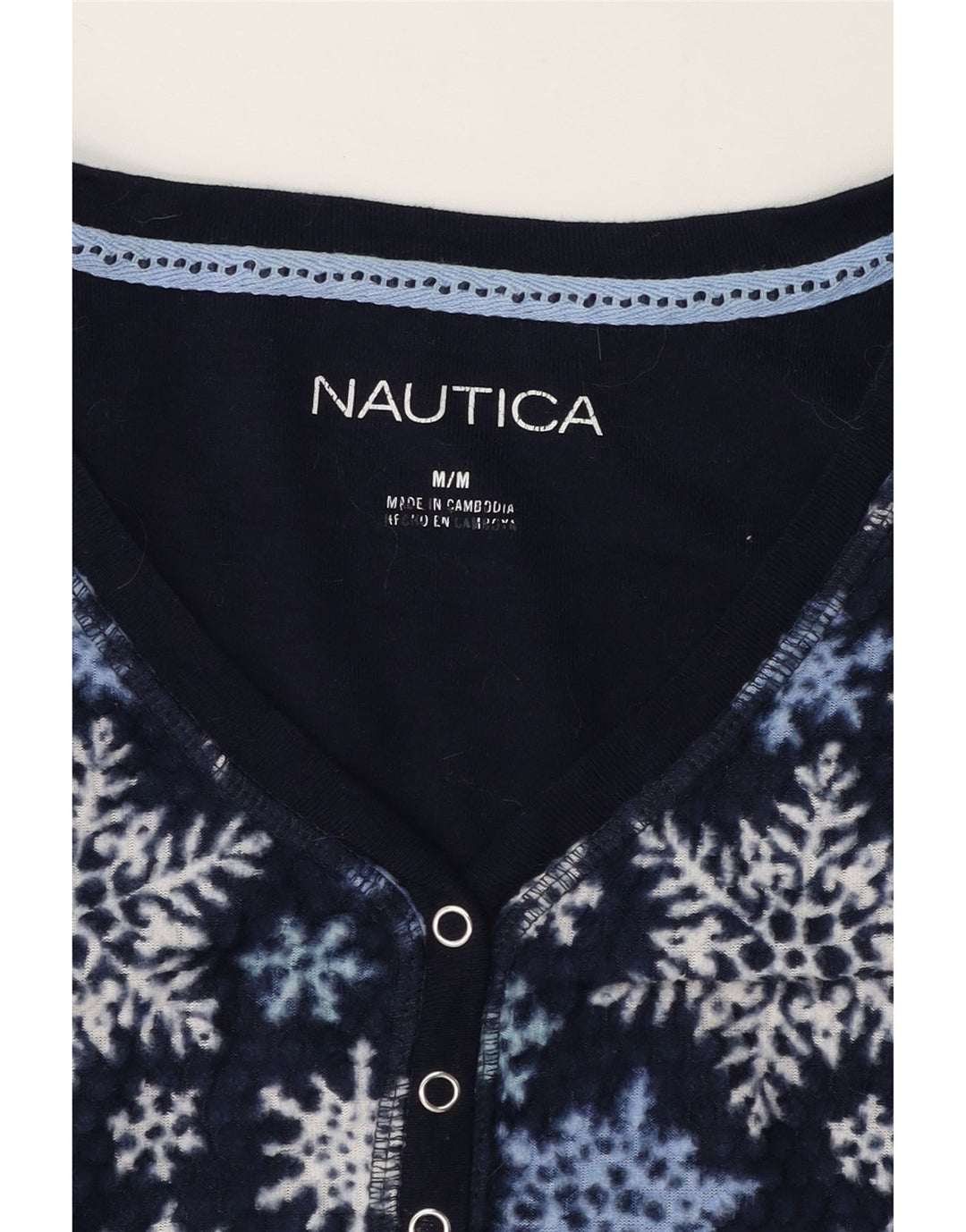 NAUTICA Womens Top Long Sleeve UK 14 Medium Navy Blue Fair Isle Polyester Vintage Nautica and Second-Hand Nautica from Messina Hembry 