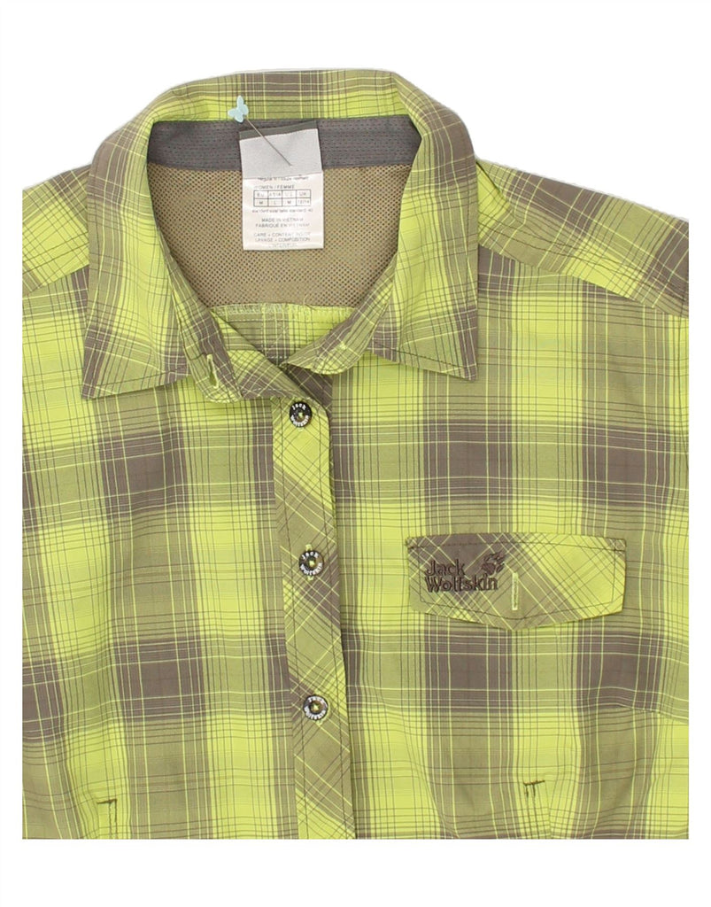 JACK WOLFSKIN Womens Short Sleeve Shirt UK 12/14 Medium Green Check | Vintage Jack Wolfskin | Thrift | Second-Hand Jack Wolfskin | Used Clothing | Messina Hembry 