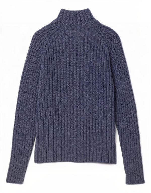 Lacoste Womens Regular Fit Cardigan Sweater Size 38 Medium Blue Wool