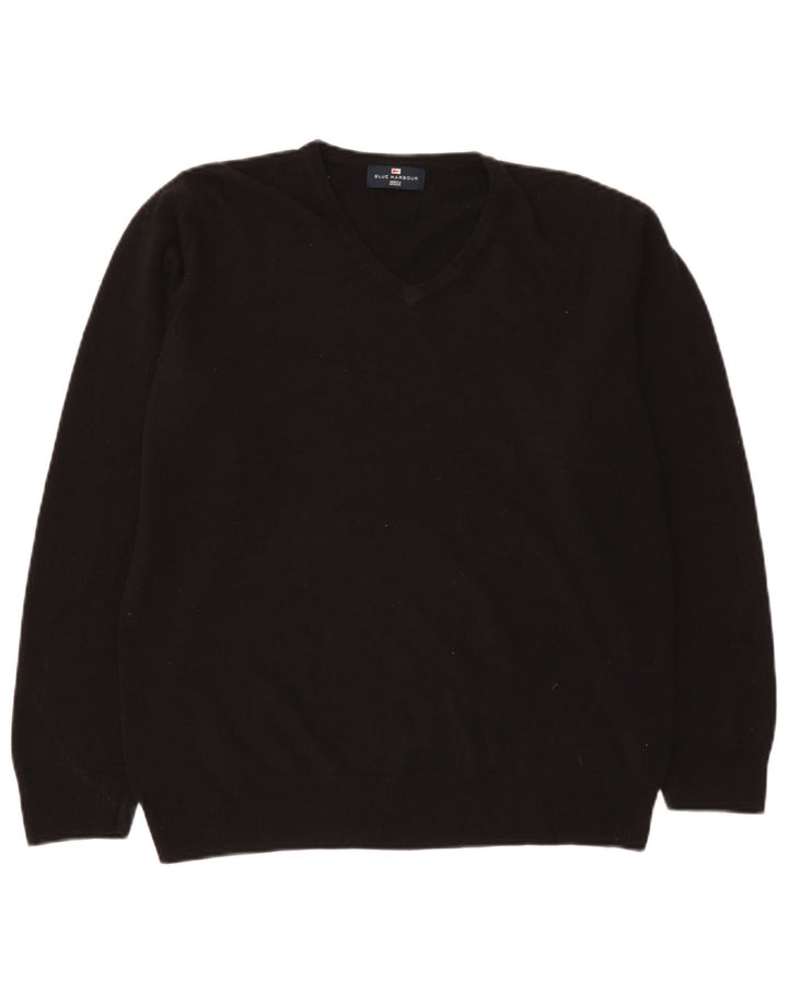 Marks & Spencer Mens Blue Harbour V-Neck Jumper Sweater Large Black Acrylic