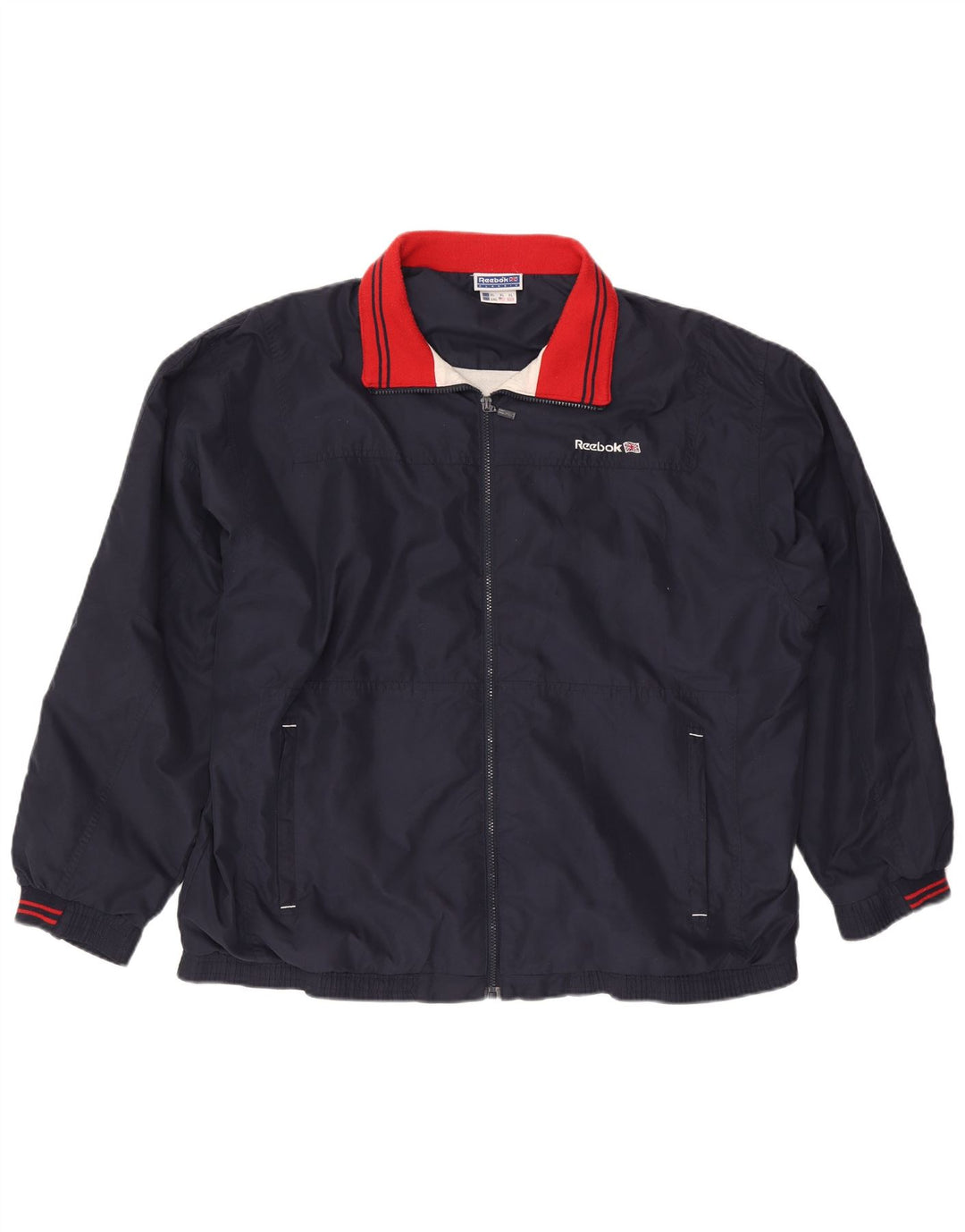 Reebok Mens Graphic Tracksuit Top Jacket XL Navy Blue Polyester