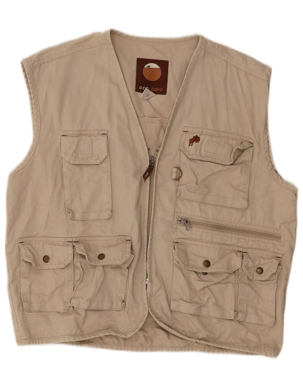Decathlon Mens Utility Gilet UK 42 XL Beige Cotton