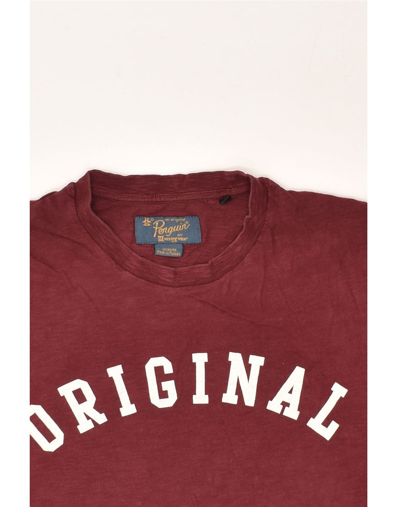 PENGUIN Mens Graphic T-Shirt Top Medium Maroon | Vintage Penguin | Thrift | Second-Hand Penguin | Used Clothing | Messina Hembry 