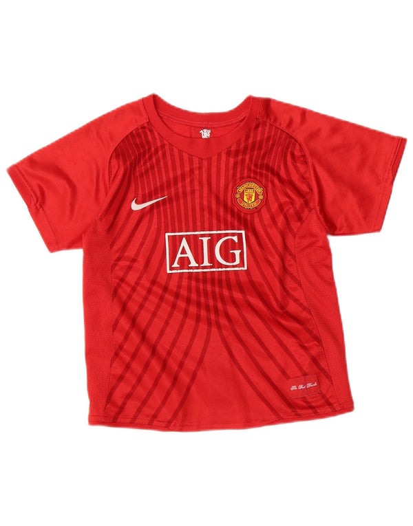 NIKE Boys Manchester United Graphic T-Shirt Top 5-6 Years Medium Red