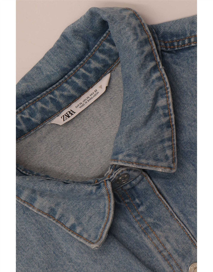 Zara Womens Denim Shirt UK 18 XL Blue