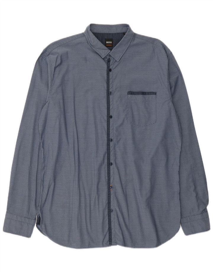 Hugo Boss Mens Shirt XL Blue Spotted