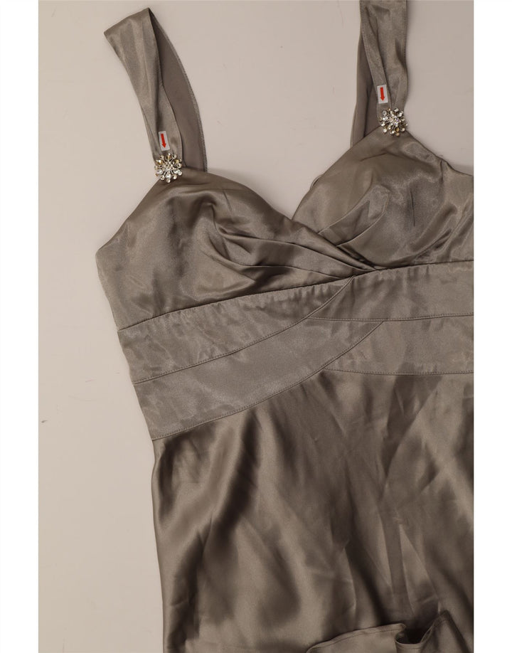 VINTAGE Womens Sleeveless Maxi Dress UK 12 Medium  Grey Polyester Vintage Vintage and Second-Hand Vintage from Messina Hembry 