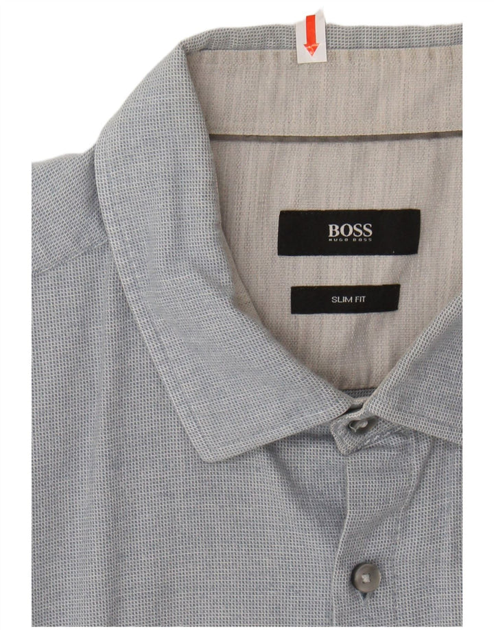 HUGO BOSS Mens Slim Fit Shirt XL Blue Check