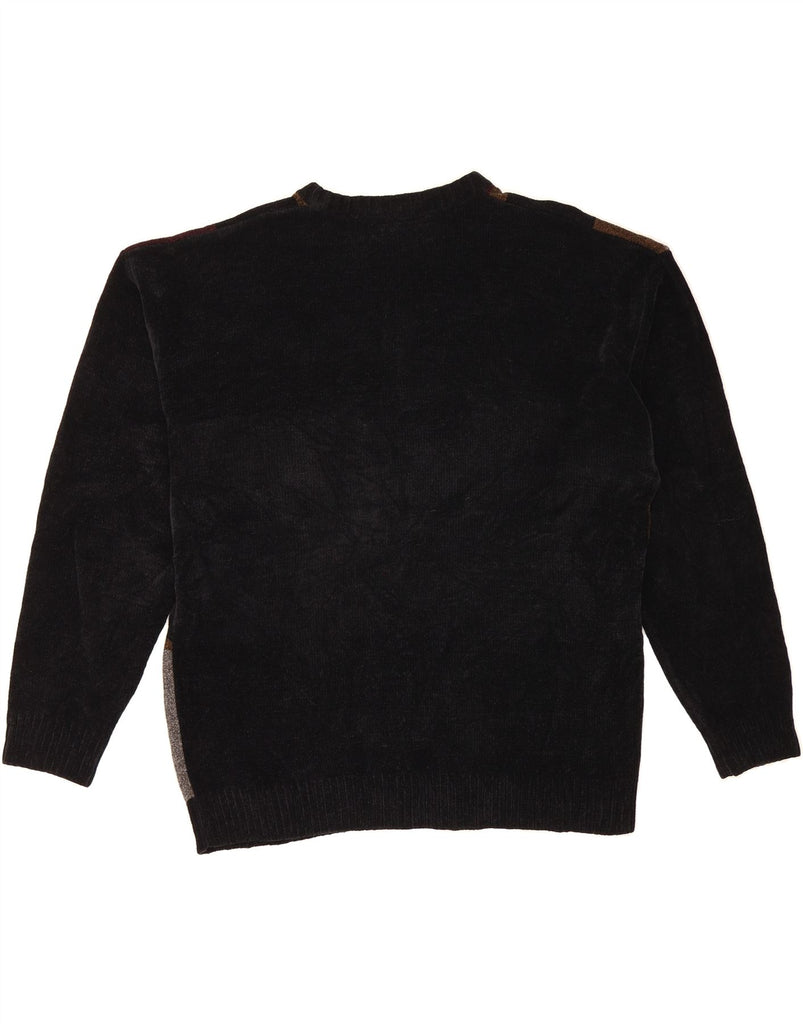 DOCKERS Mens Crew Neck Jumper Sweater Large Black Patchwork Acrylic Vintage Dockers and Second-Hand Dockers from Messina Hembry 