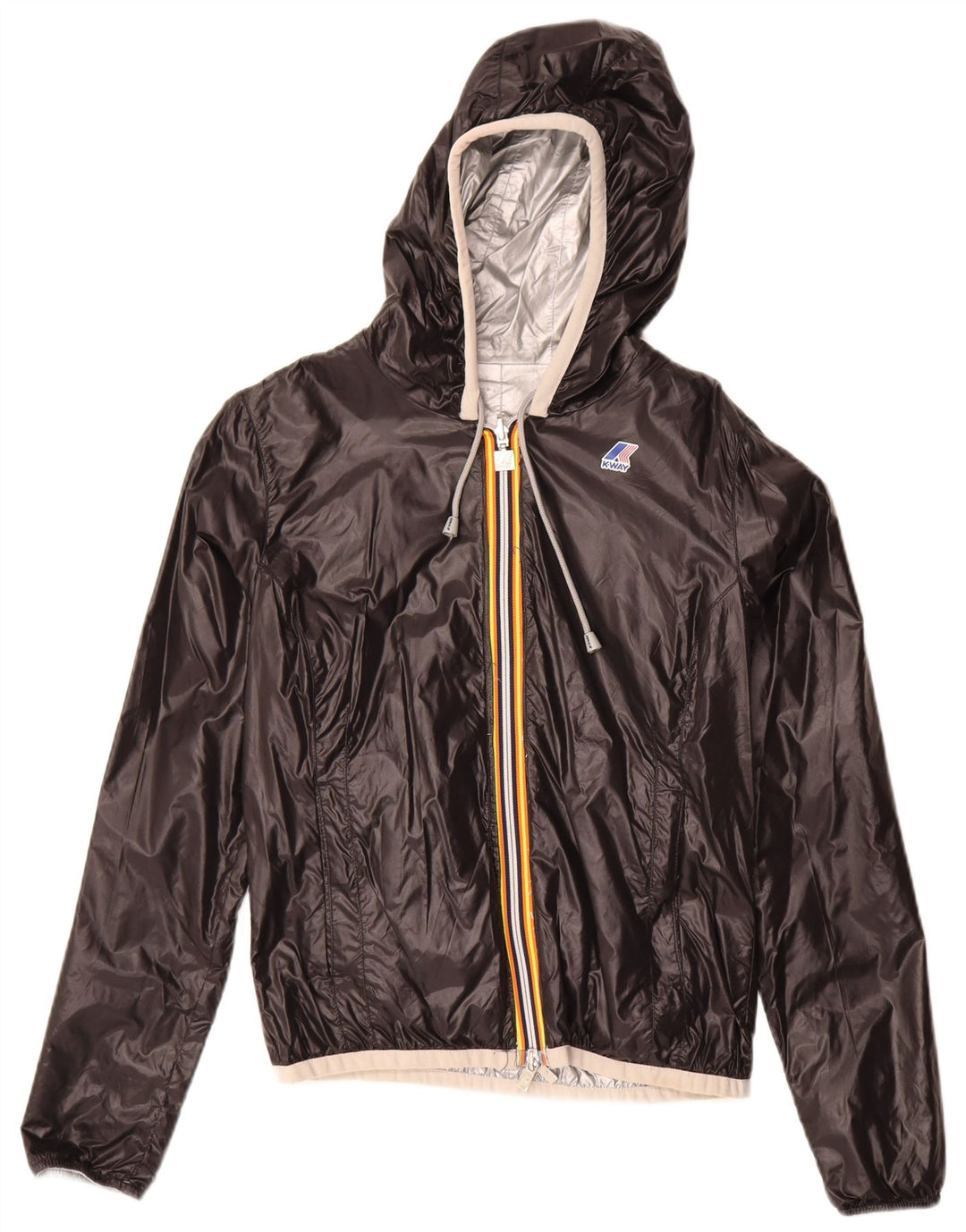 K-Way Boys Hooded Reversible Jacket 6-7 Years Black Polyamide