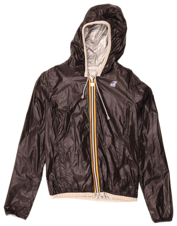 K-Way Boys Hooded Reversible Jacket 6-7 Years Black Polyamide
