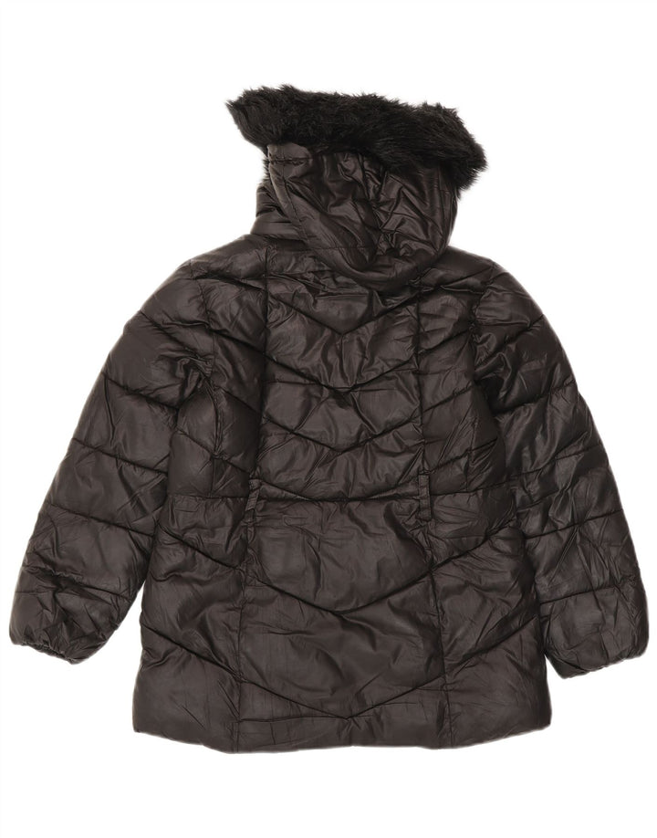 MICHAEL KORS Girls Hooded Padded Jacket 7-8 Years Black Polyester
