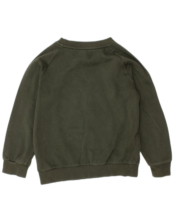 ADIDAS Boys Graphic Sweatshirt Jumper 6-7 Years Khaki Cotton