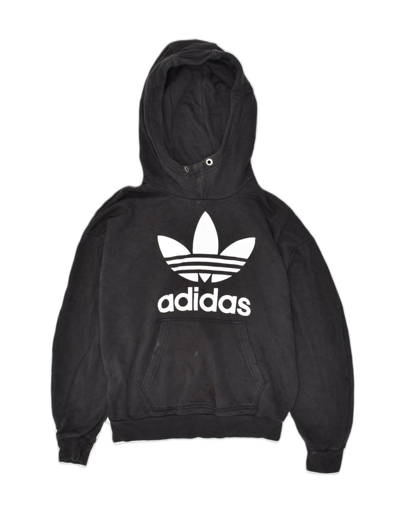 ADIDAS Womens Graphic Hoodie Jumper UK 6 XS  Black Cotton | Vintage Adidas | Thrift | Second-Hand Adidas | Used Clothing | Messina Hembry 