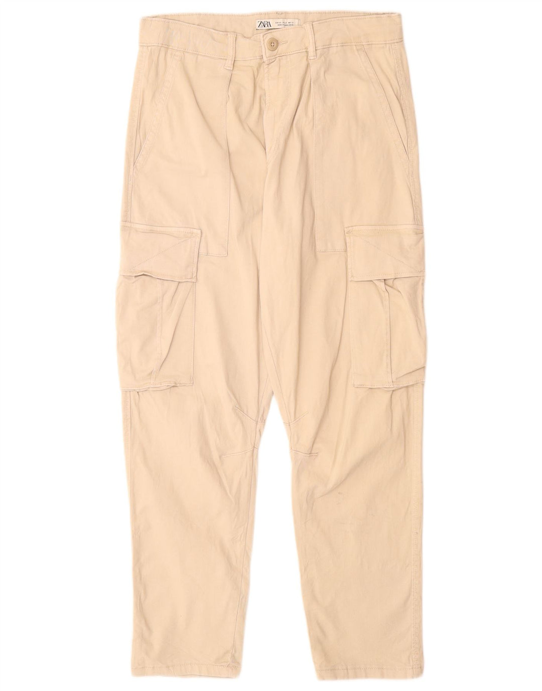 ZARA Mens Slim Cargo Trousers EU 40 Medium W31 L28 Beige Cotton