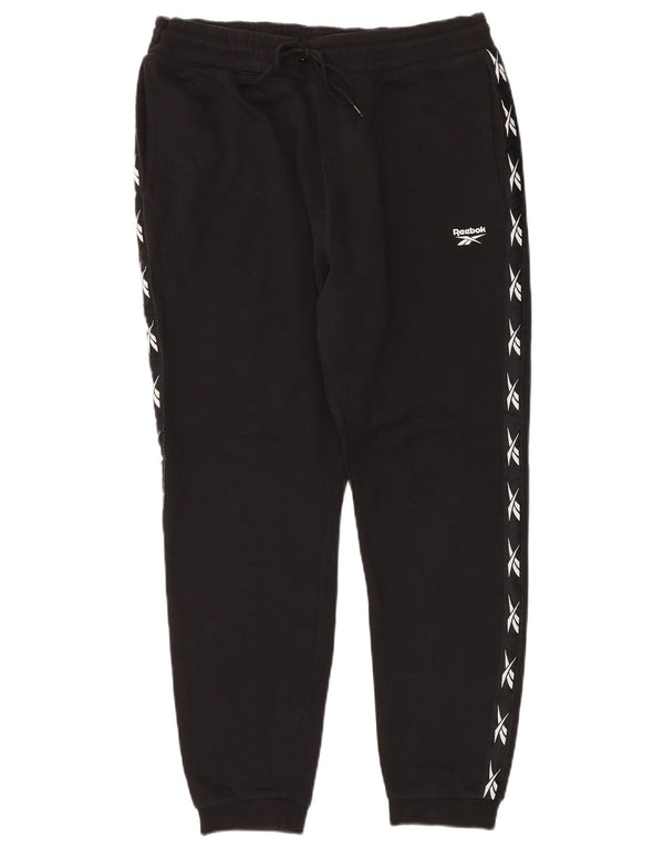 Reebok Mens Graphic Tracksuit Trousers Joggers Large  Black Cotton