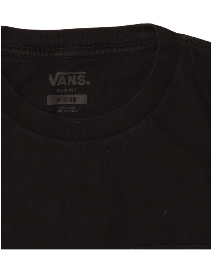 VANS Mens Slim Fit Graphic T-Shirt Top Medium Black Cotton