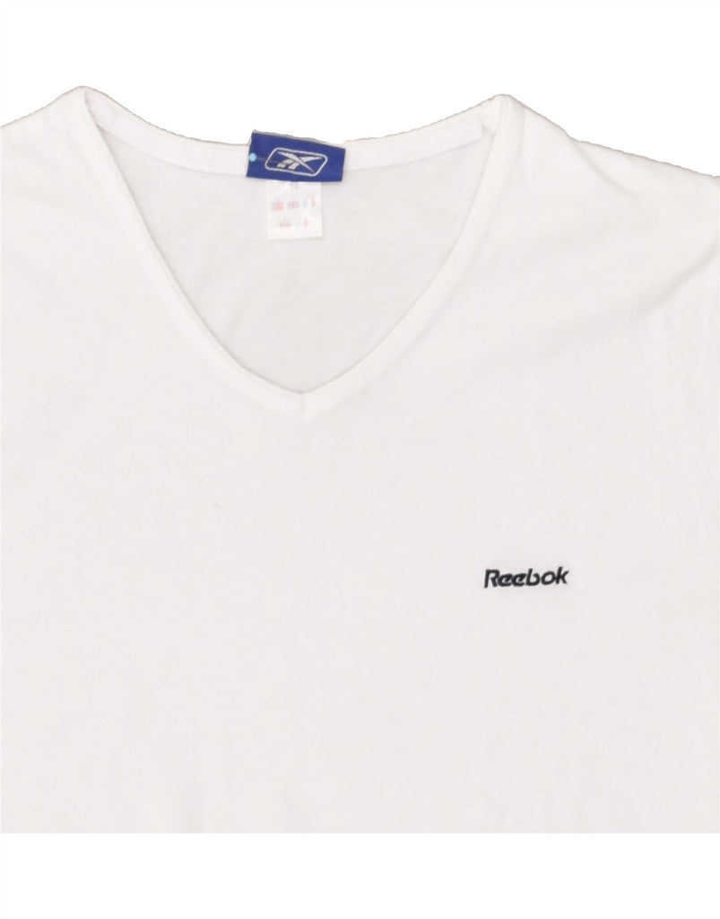 REEBOK Womens T-Shirt Top UK 14 Large White Cotton | Vintage Reebok | Thrift | Second-Hand Reebok | Used Clothing | Messina Hembry 