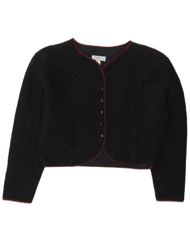 Pinko Womens Quilted Bolero Jacket UK 14 Medium Black Viscose