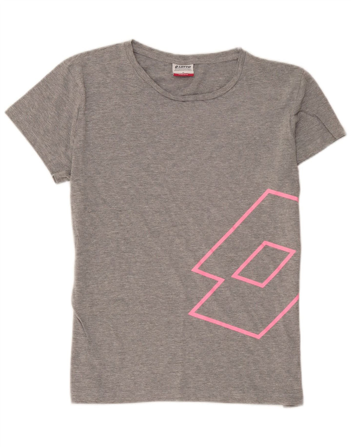 Lotto Womens Graphic T-Shirt Top UK 14 Medium Grey Cotton